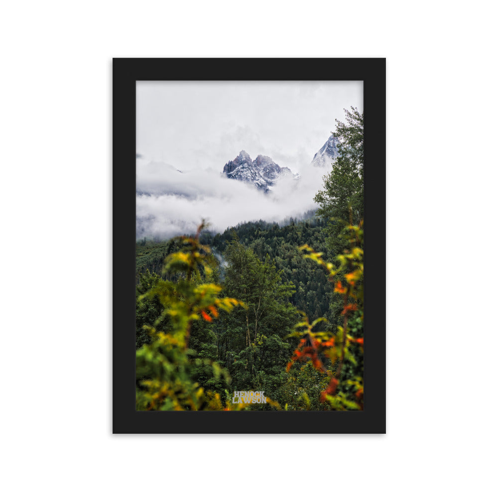 Photographie '2 mondes' par Henock Lawson, illustrant la rencontre entre une forêt luxuriante et des montagnes enneigées, symbolisant l'harmonie naturelle.