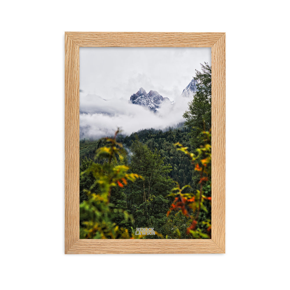 Photographie '2 mondes' par Henock Lawson, illustrant la rencontre entre une forêt luxuriante et des montagnes enneigées, symbolisant l'harmonie naturelle.