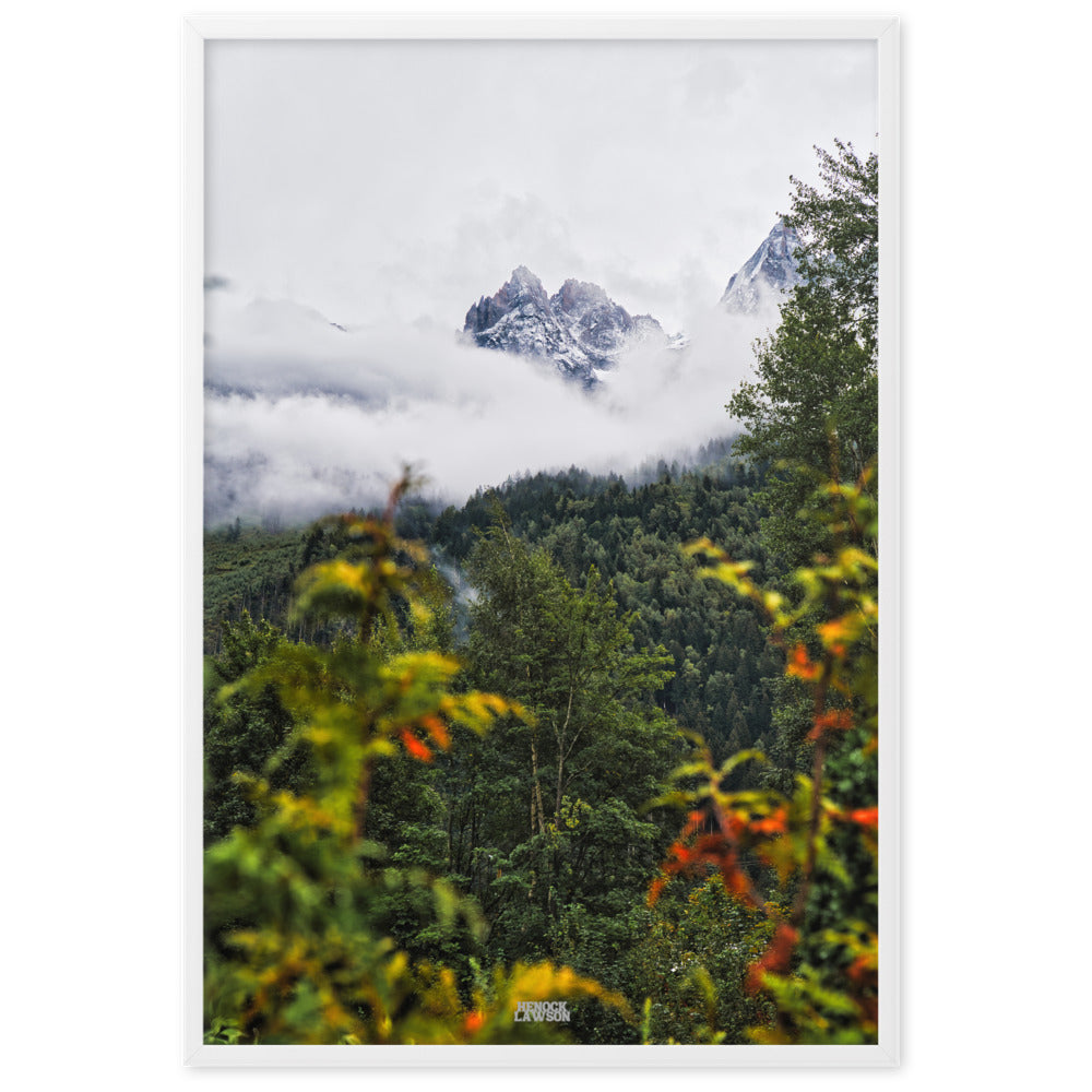 Photographie '2 mondes' par Henock Lawson, illustrant la rencontre entre une forêt luxuriante et des montagnes enneigées, symbolisant l'harmonie naturelle.