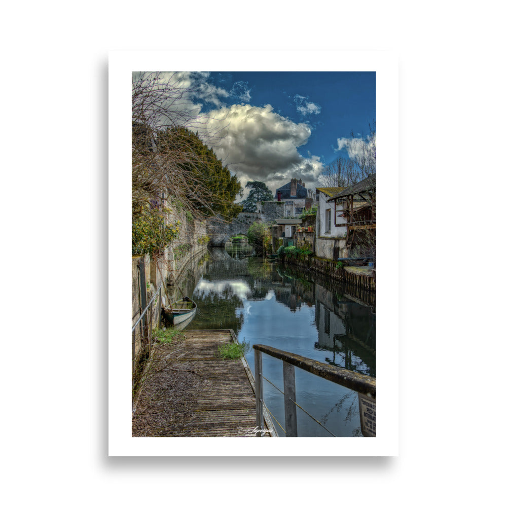 Poster photo - Ville de vendome en France - Armel supergus photo - canal et barque au ponton - Affiche murale 50x70