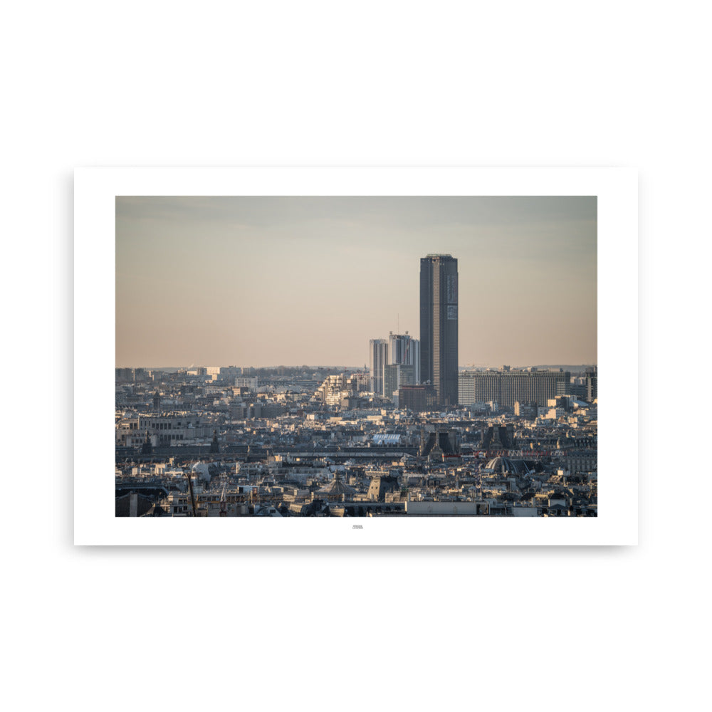 Poster photo - Paris à l'Aube - La Tour Montparnasse dans un lever de soleil doux - Henock Lawson - affiche 61x91