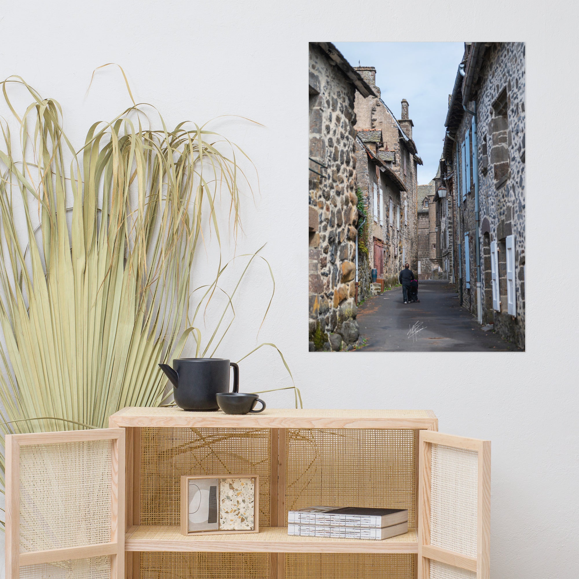 Photographie de la "Rue des Nobles" à Salers, illustrant le patrimoine médiéval de la ville.