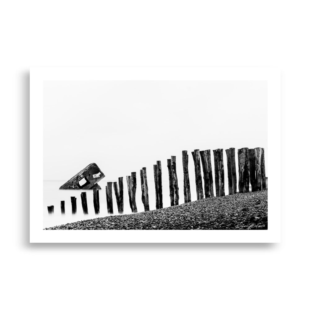 Poster photo - plage de la baie de somme - vestige de la guerre - Blockhaus - Affiche 70x100