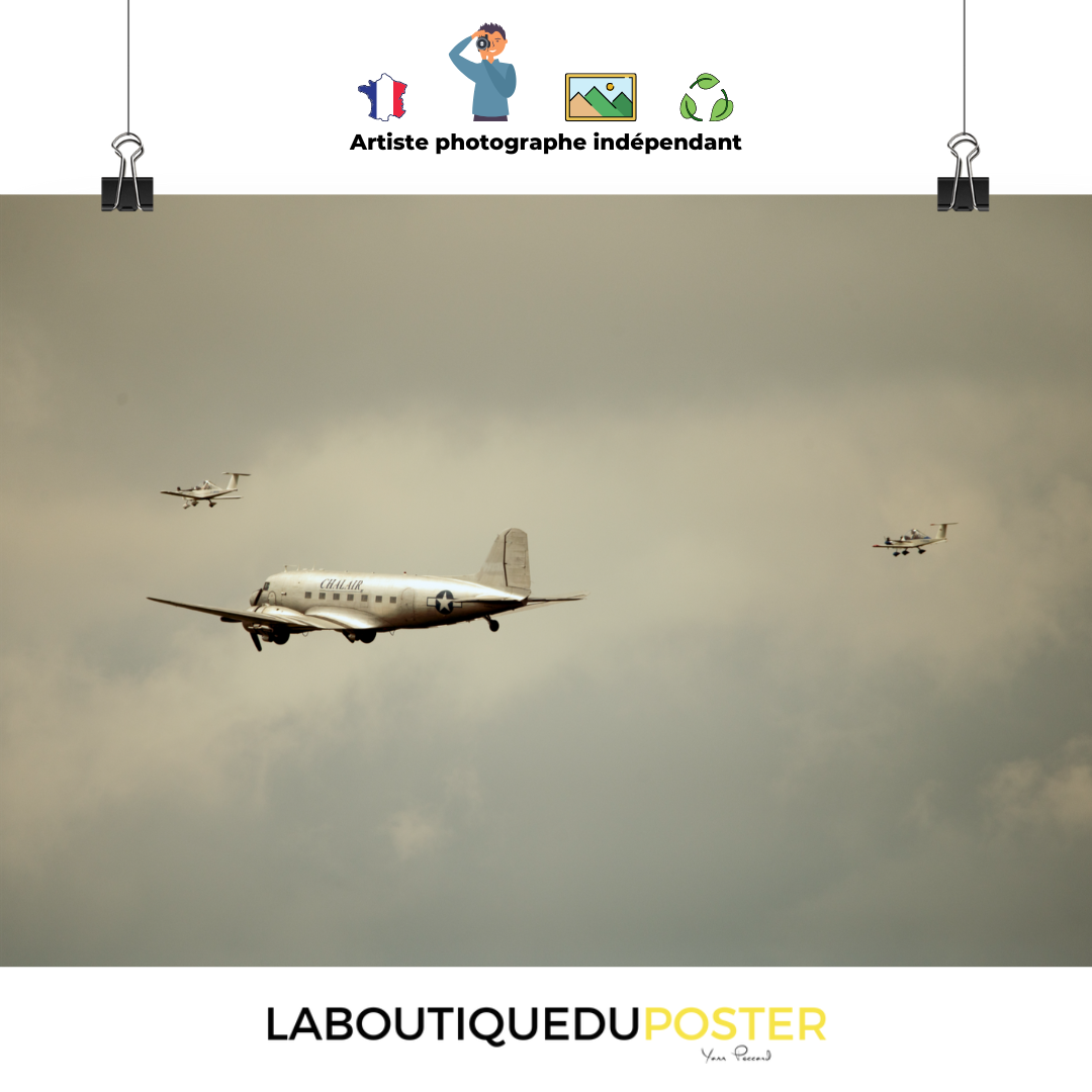 Poster mural - Avion douglas dc3 N04 – Photographie d'avion – Poster photo, poster XXL, Photo d’art, photographie murale et des posters muraux des photographies de rue unique au monde. La boutique de posters créée par un Photographe français.