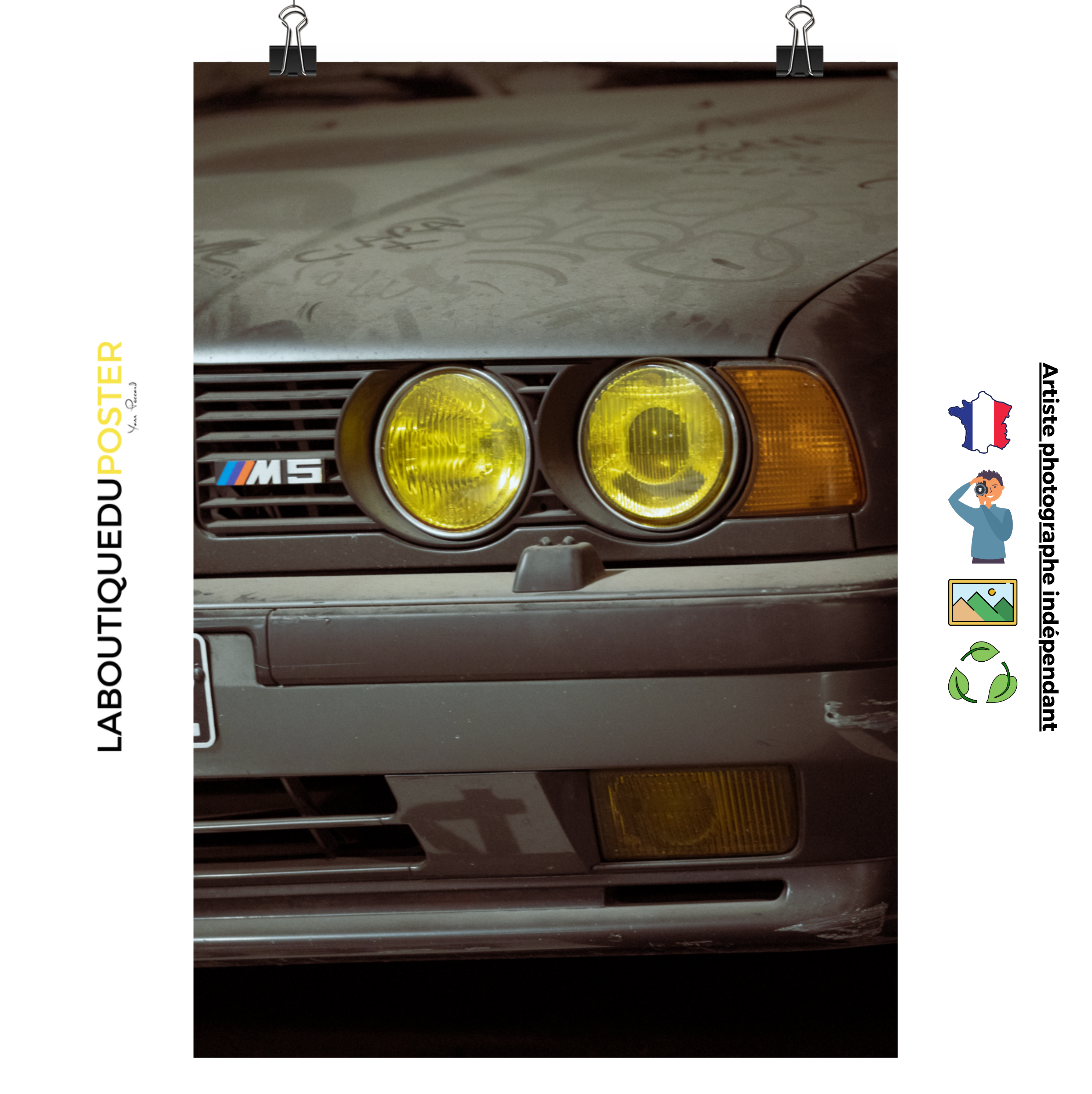 Poster mural - Bmw m5 e34 – Photographie de voiture – Poster photo, poster XXL, Photo d’art, photographie murale et des posters muraux des photographies de rue unique au monde. La boutique de posters créée par un Photographe français.