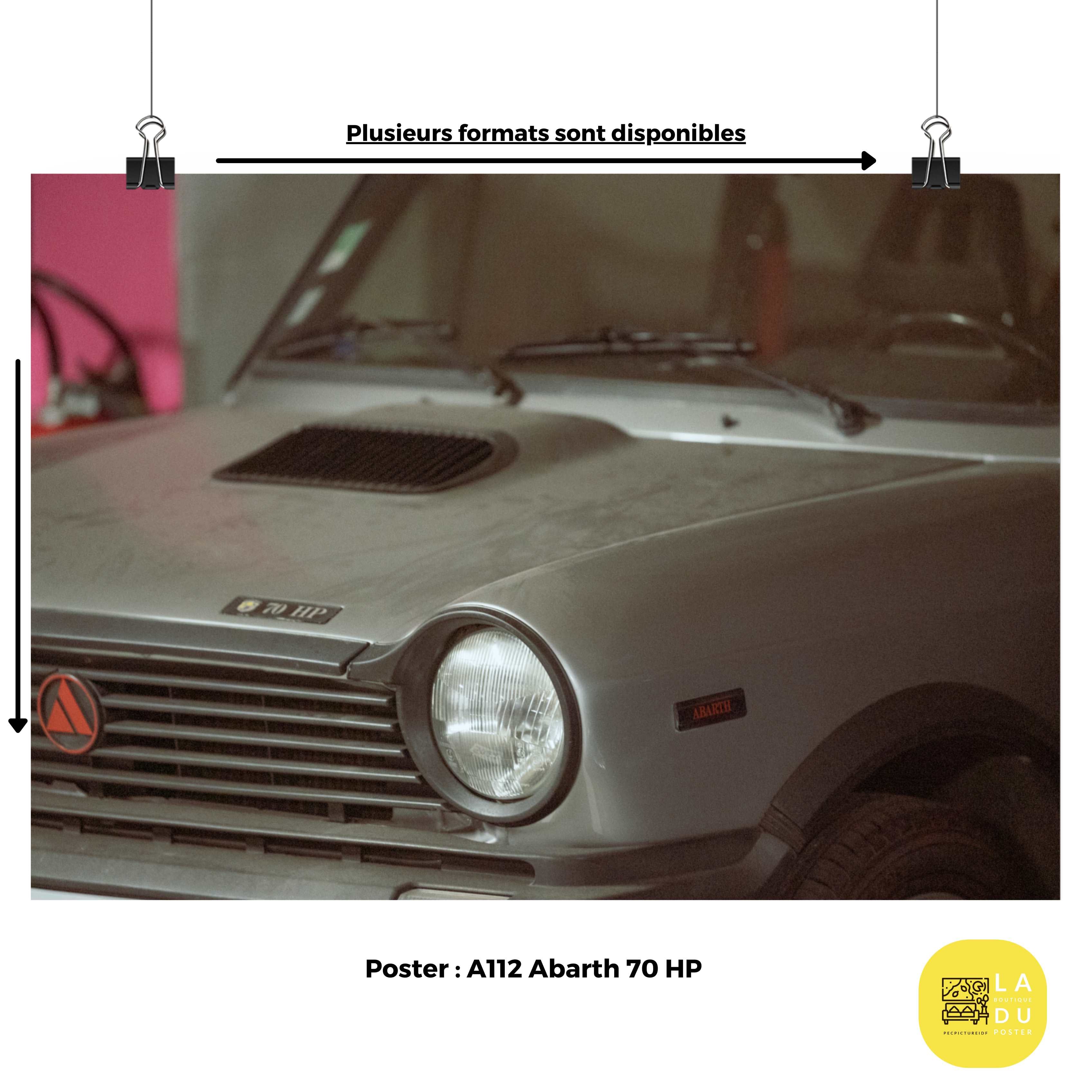 Poster - A112 Abarth 70 HP – Thème Automobile – De 21 x 30 cm à 70 x 100 cm, décoration murale, poster xxl, Photos d’arts, photographie murale, Posters muraux unique au monde. La boutique de posters créée par un Photographe français