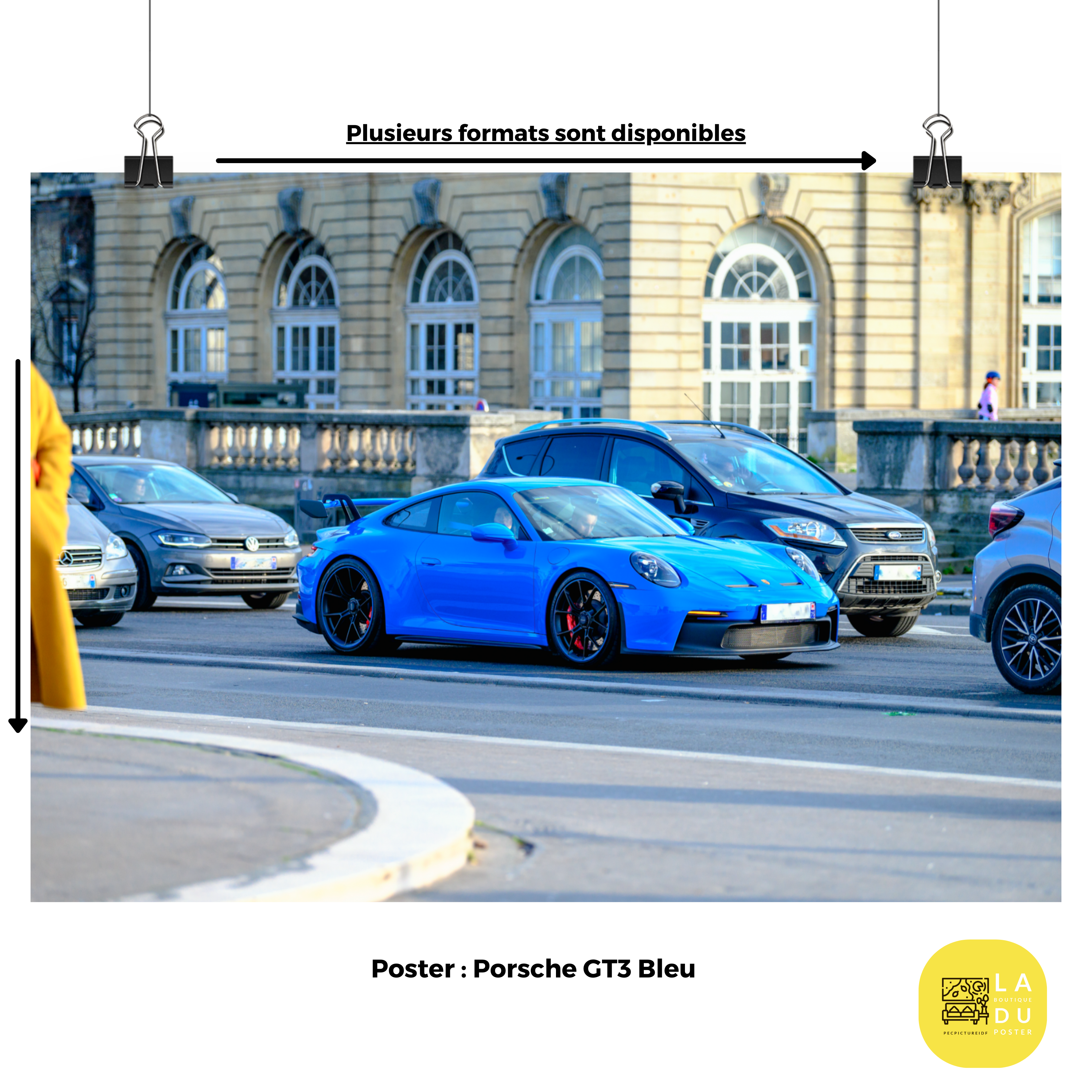 Poster mural - Porsche GT3 Bleu – Photographie de voiture – Poster photo, poster XXL, photographie murale et des posters muraux unique au monde. La boutique de posters créée par Yann Peccard un Photographe français.