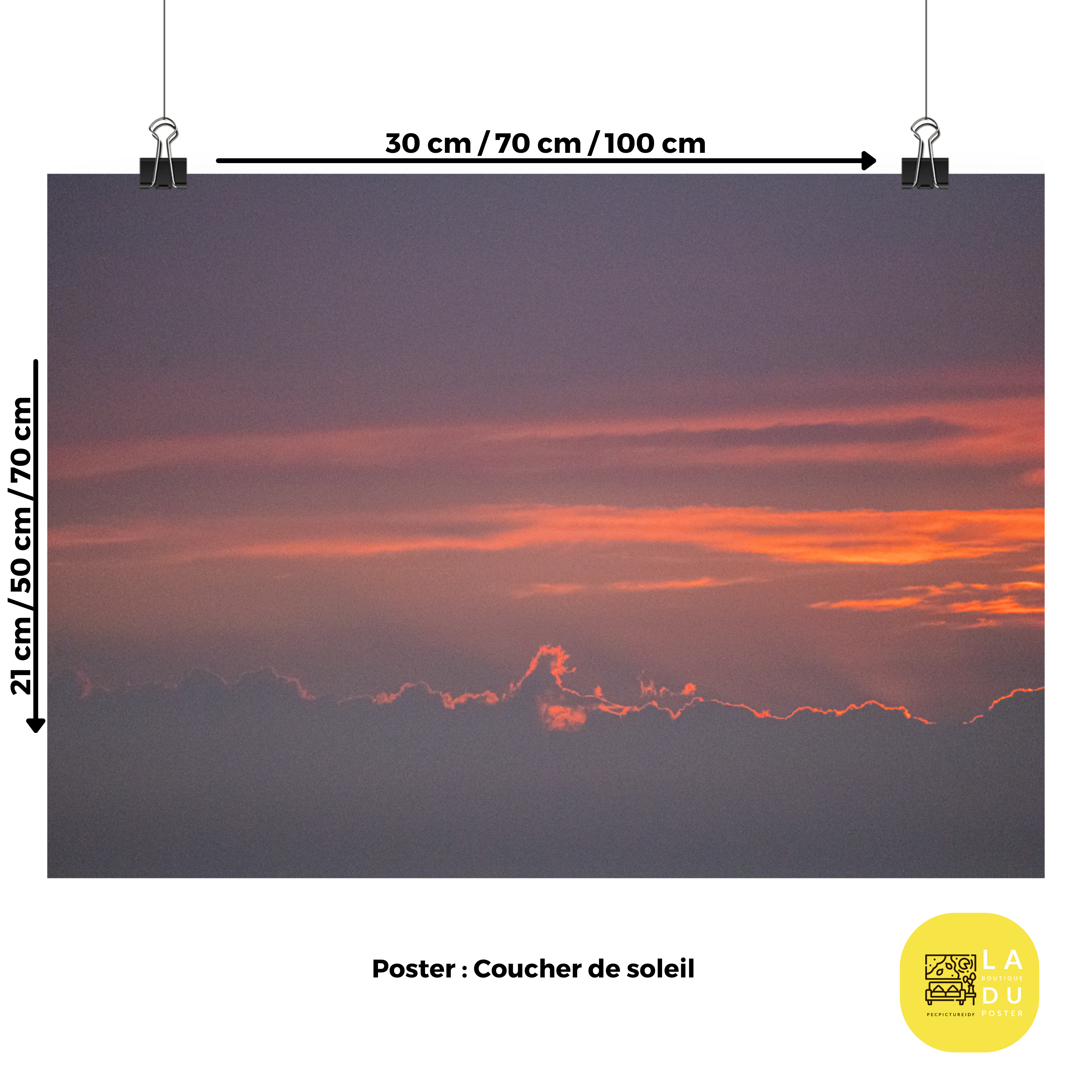 Poster mural - Coucher de soleil N01 – Photographie coucher de soleil – Poster photo, poster XXL, Photo d’art, photographie murale et des posters muraux des photographies de rue unique au monde. La boutique de posters créée par un Photographe français.